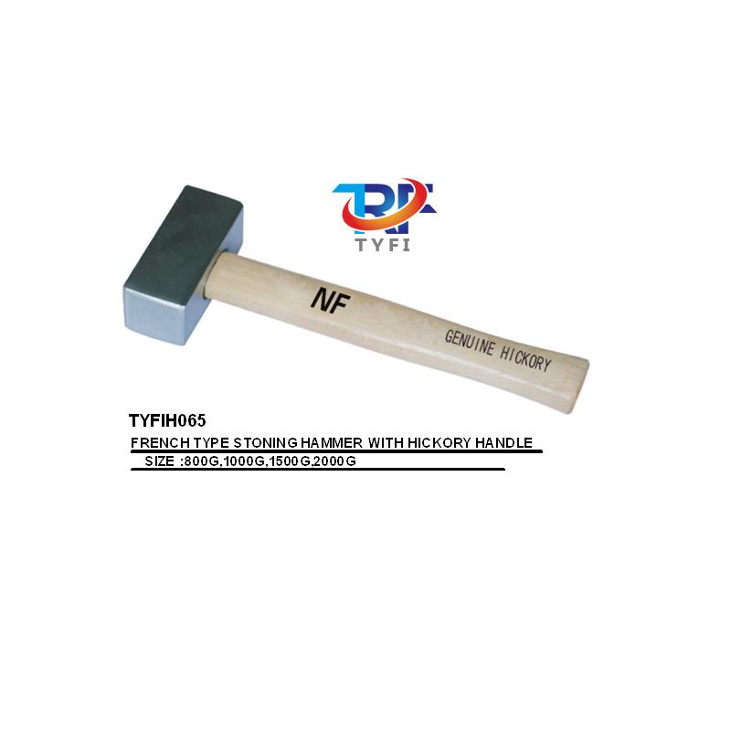 FRENCH TYPE STONING HAMMER WITH HICKORY HANDLE